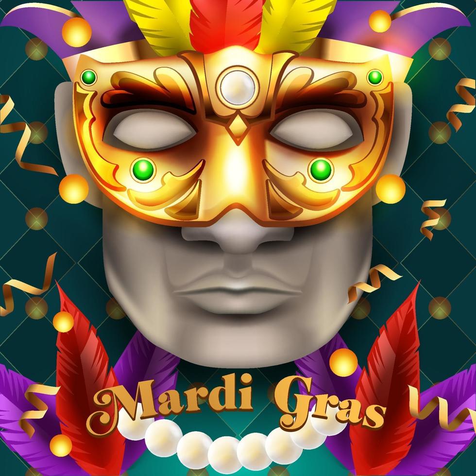 Mardi Gras illustration with mask and beads vector