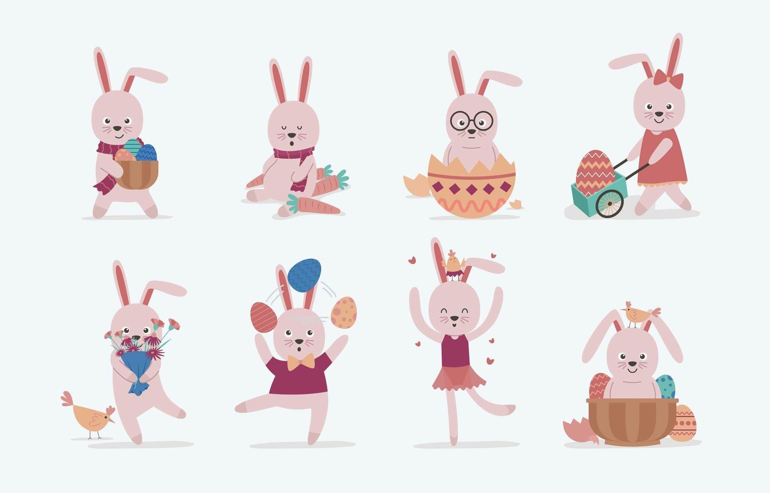 personajes de conejo de pascua vector