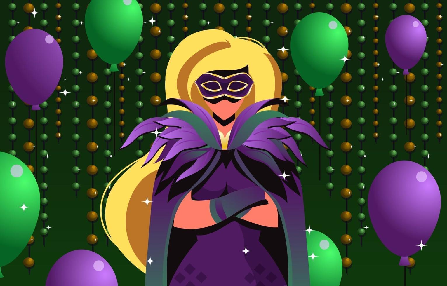 Blonde Woman in Mardi Grass Party vector