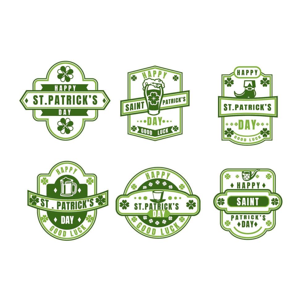 Vintage St. Patrick Day Shamrock label set vector