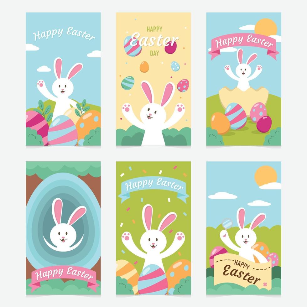 Social Media Post for Easter with White Rabbit vector