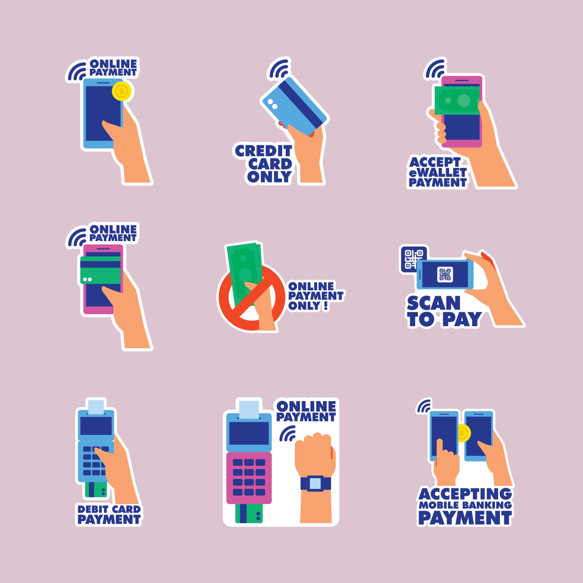 Untact Cashless Payment Method Label Collection 1978697 Vector Art at