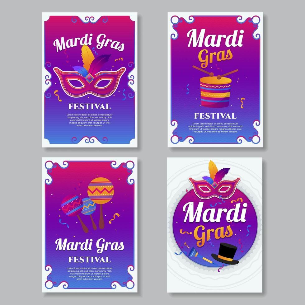 Mardi Gras Card Collection vector