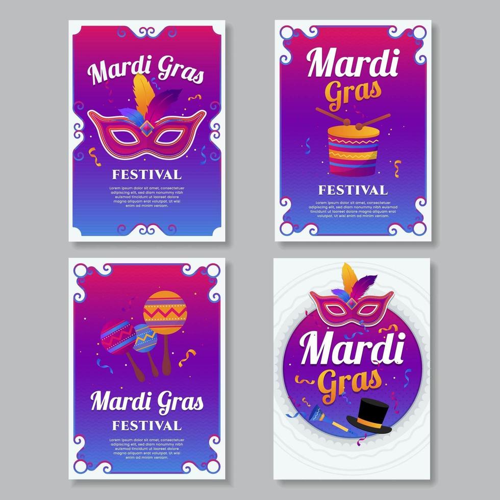 colección de tarjetas de mardi gras vector