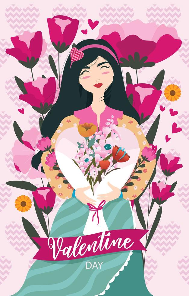 A Happy Woman on Valentine's Day vector