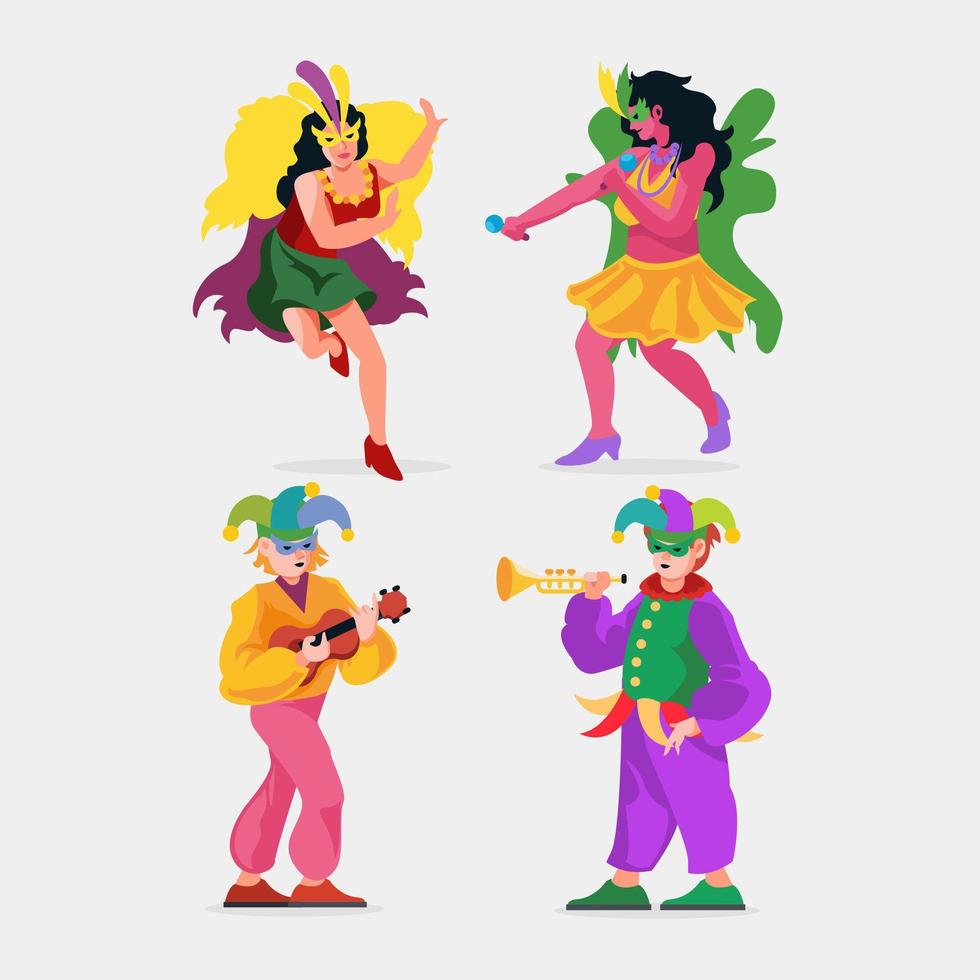 conjunto de caracteres de mardi gras vector