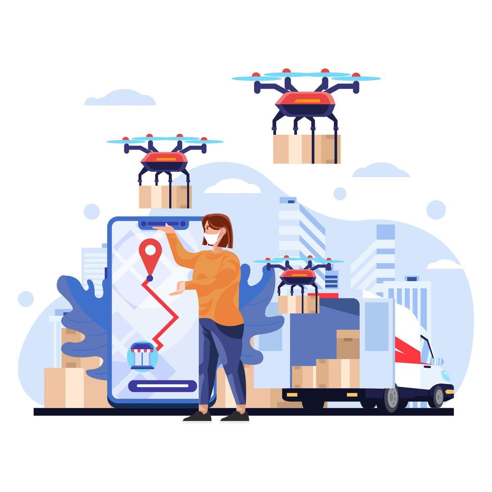 Untact delivery shopping illustration vector