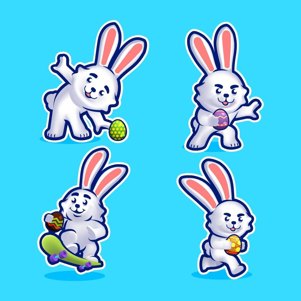 Bunny Easter Character set vector