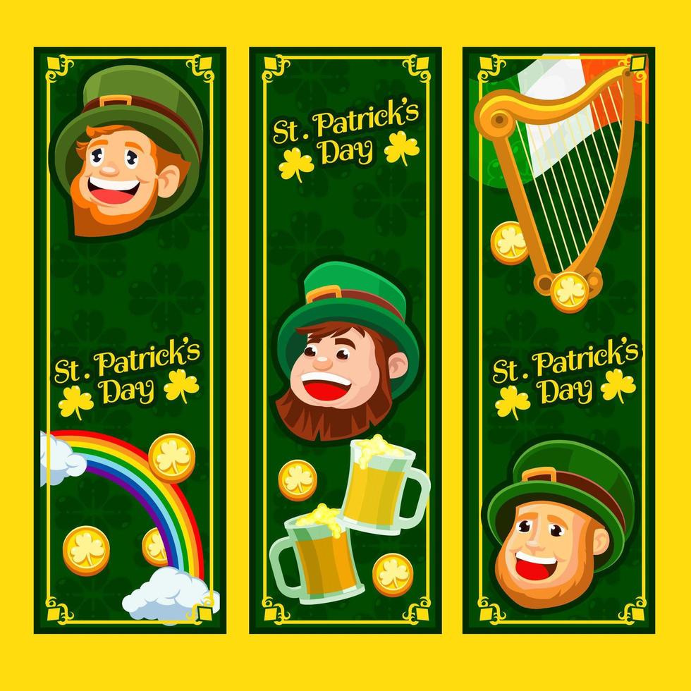 Set of Leprechaun banners vector