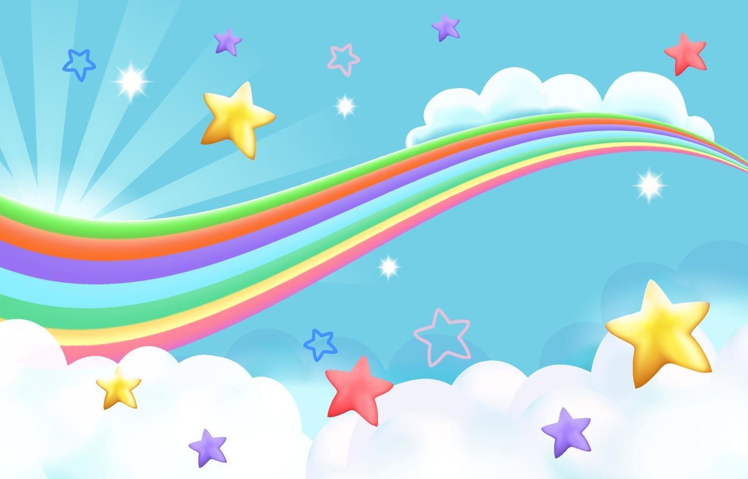 Cloudy fun rainbow background vector