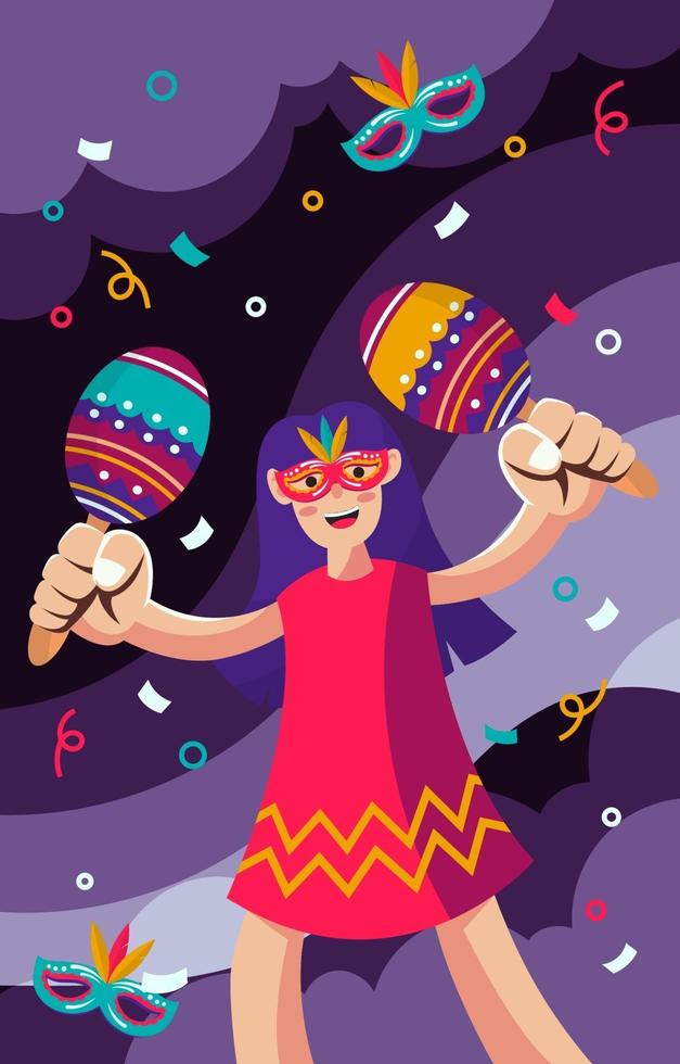 Girl Celebrate Mardigras vector