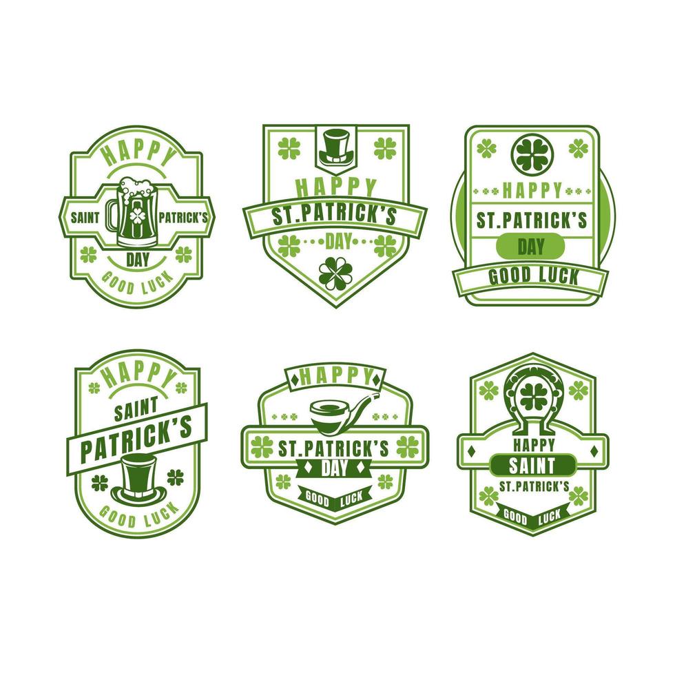 Vintage St. Patrick Day Shamrock label bundle vector