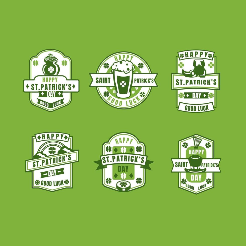 Vintage Saint Patrick Label set with Shamrock and other icons of the event vector