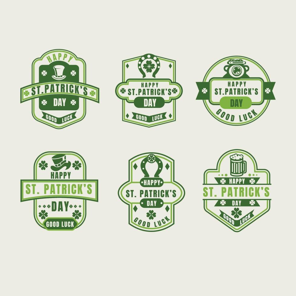 Vintage St. Patrick Day Shamrock labels set vector