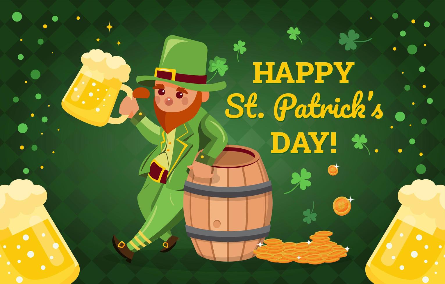 Leprechaun Holds A Beer Concept vector