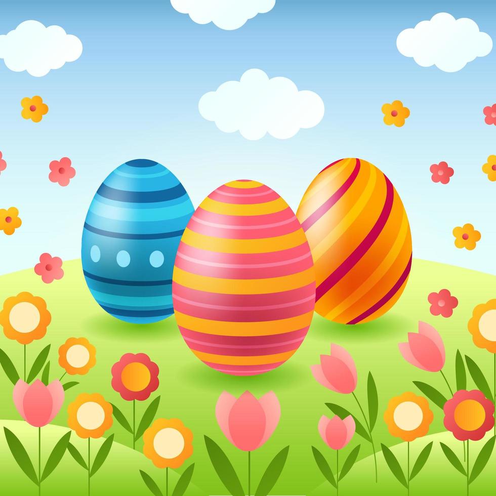 Happy Easter Day Scene vector