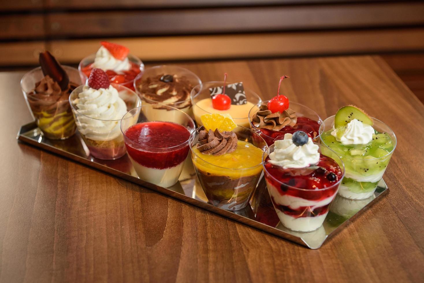 Dessert on a tray photo