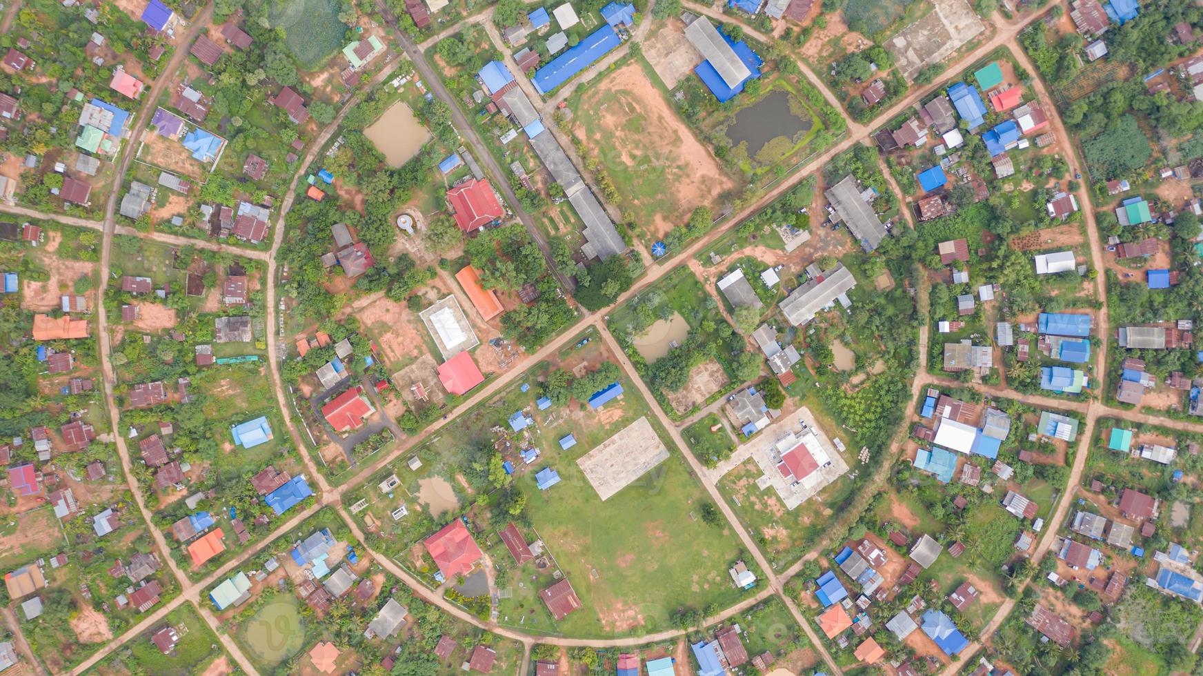 Circular village aerial view photo