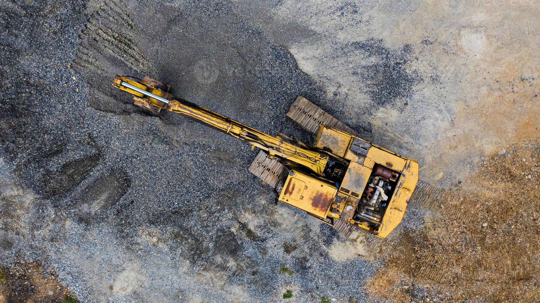 Top view of an old excavator photo