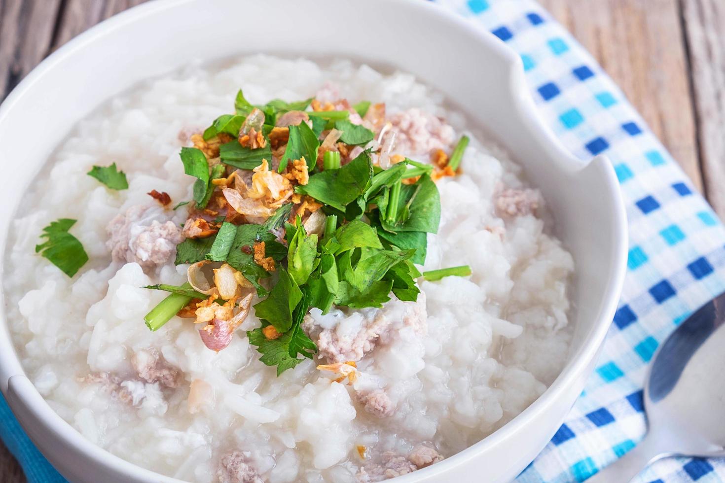 Rice porridge in a bowl photo