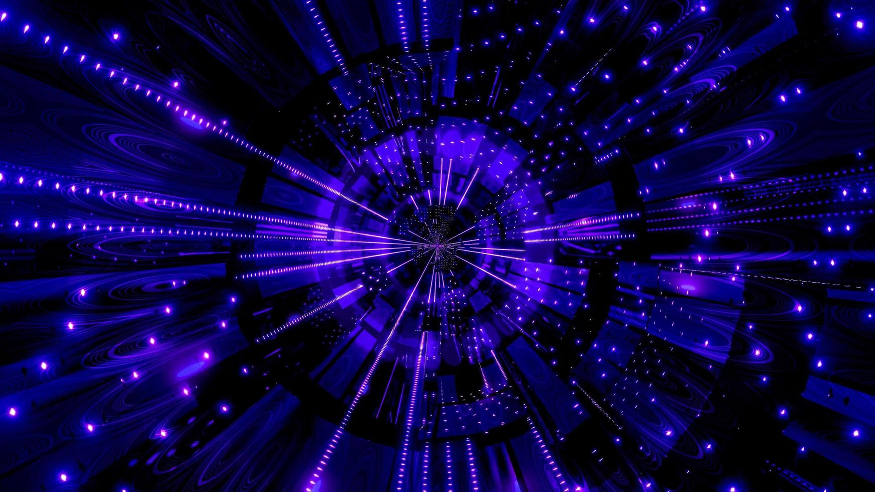 Blue and white lights and shapes in kaleidoscope 3d illustration for background or wallpaper photo
