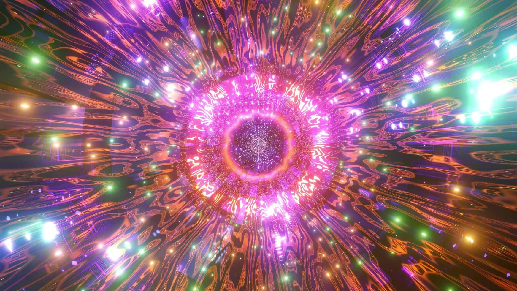 Colorful lights and shapes in kaleidoscope 3d illustration for background or wallpaper photo