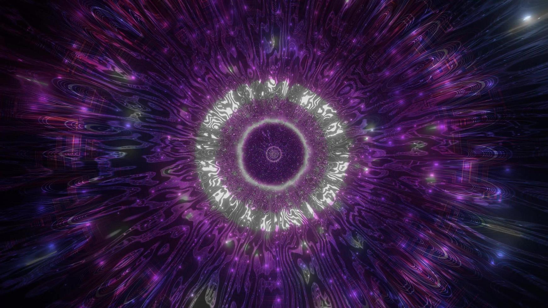 Blue and purple lights and shapes in kaleidoscope 3d illustration for background or wallpaper photo