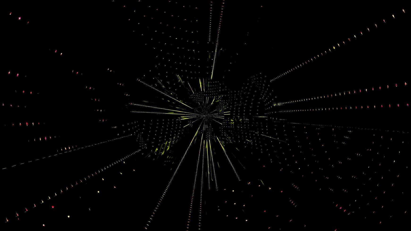 Yellow and red streaks and shapes in kaleidoscope 3d illustration for background or wallpaper photo