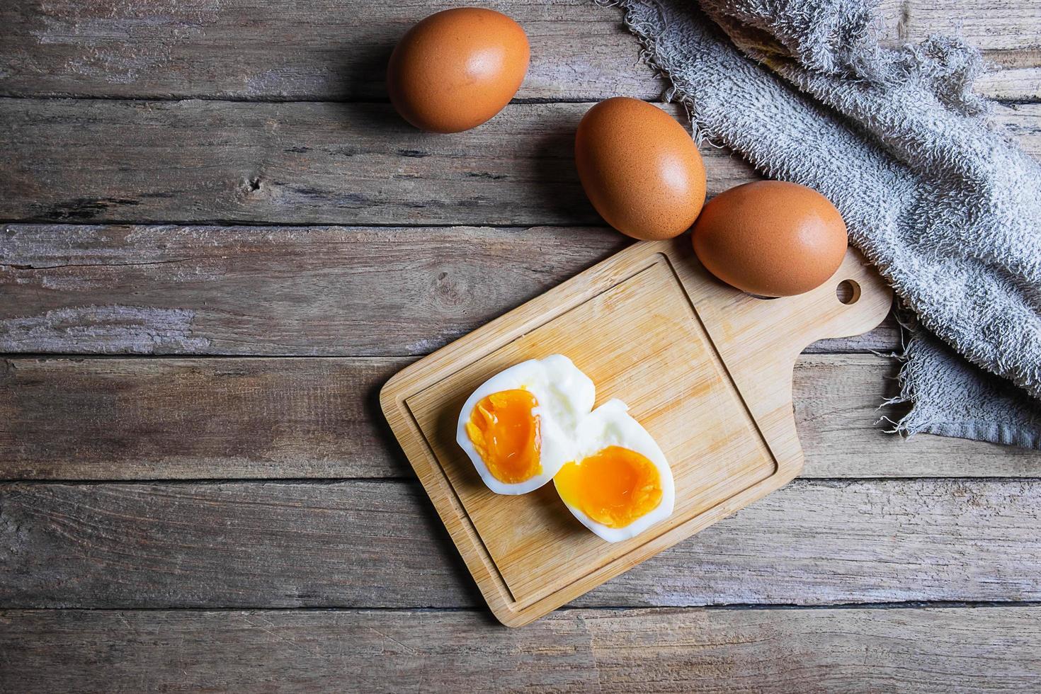 Top view of boiled eggs photo