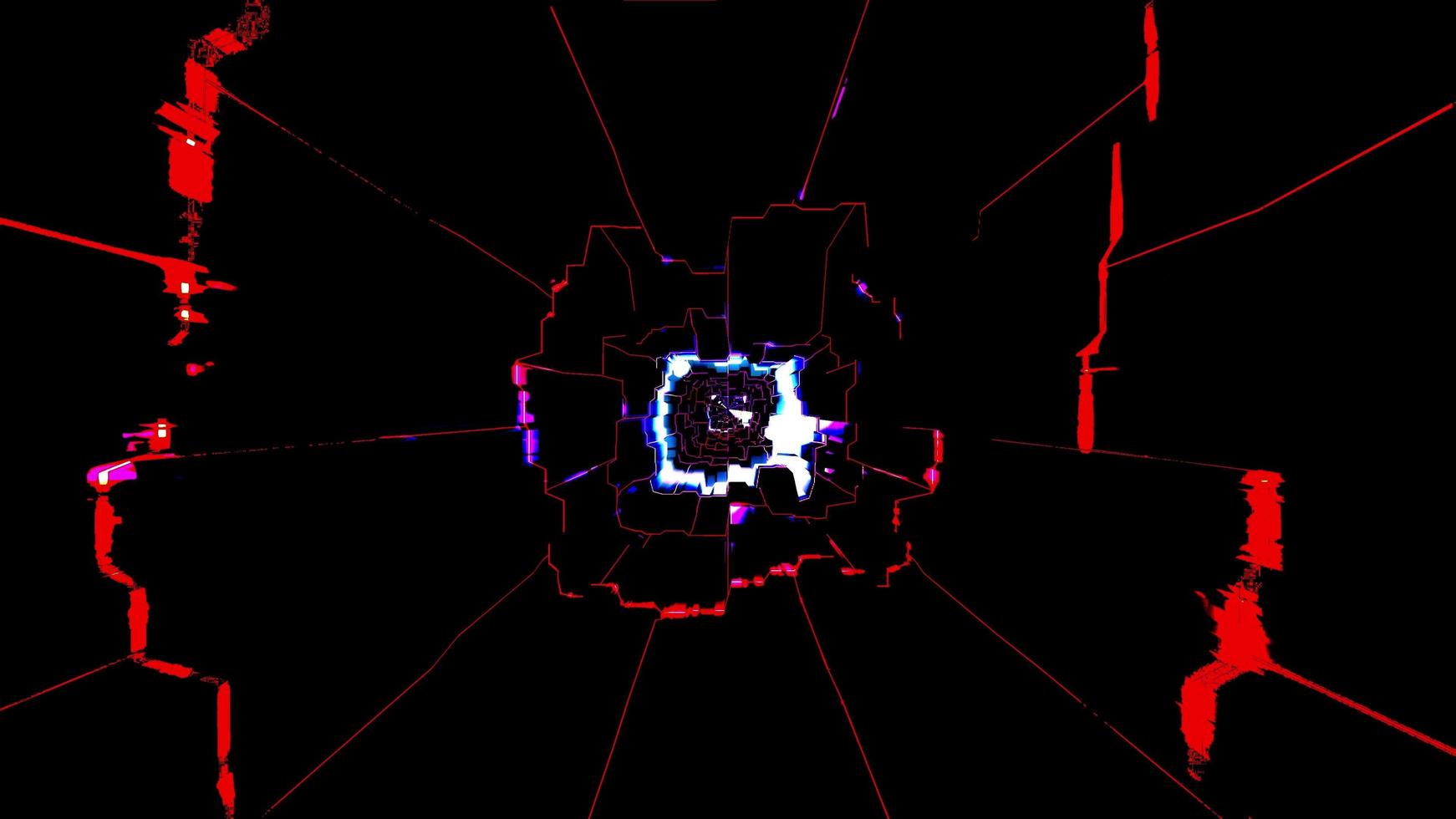 Red and white lights and shapes in kaleidoscope 3d illustration for background or wallpaper photo