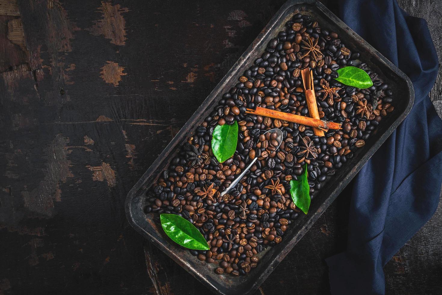 Coffee beans in a tray photo