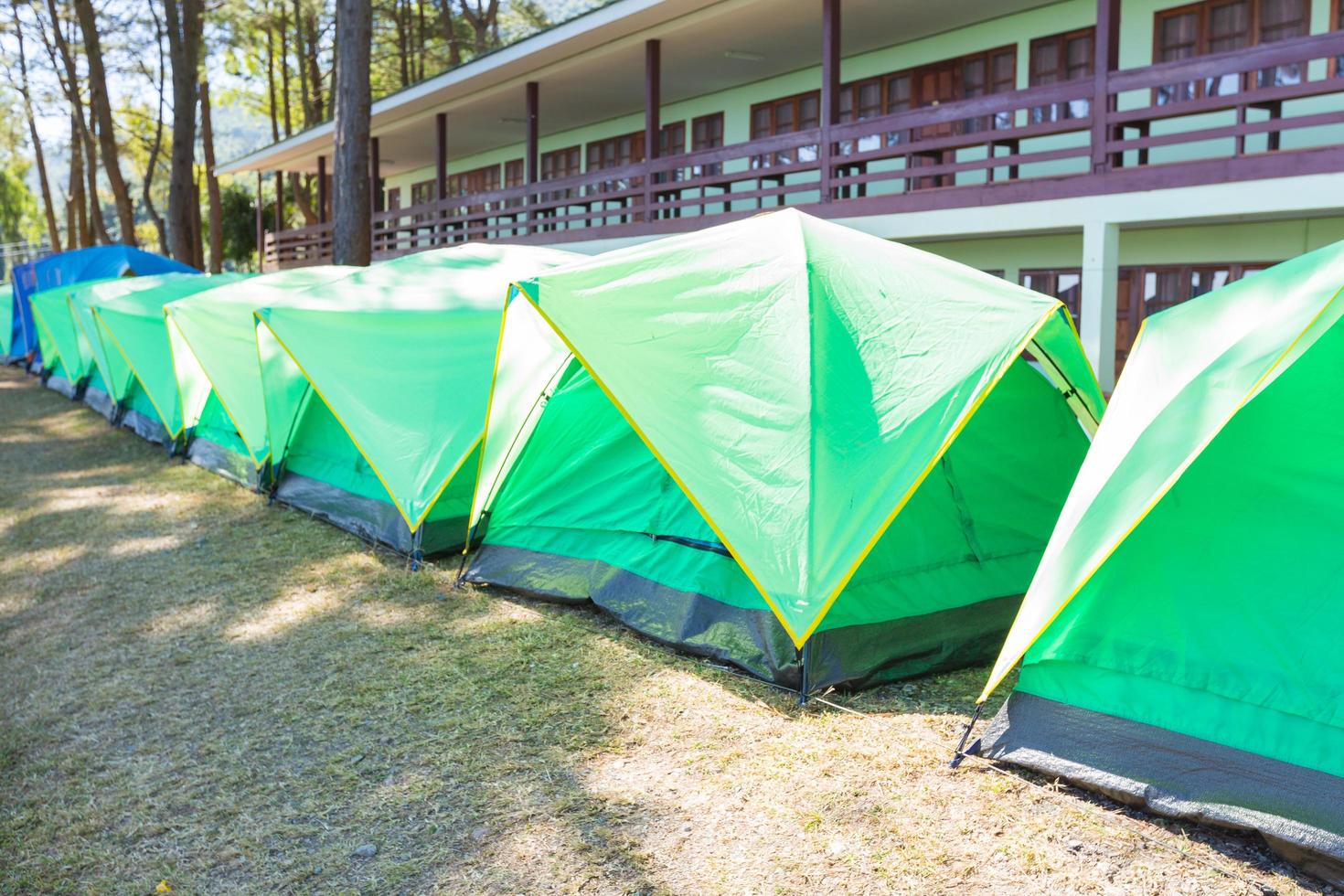 Green tents on the lawn in Thailand photo