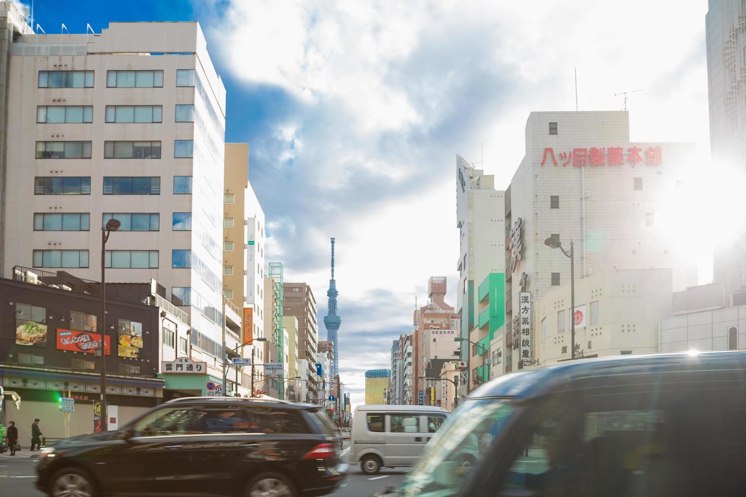 Tokyo Sky Tree and traffic in Tokyo photo