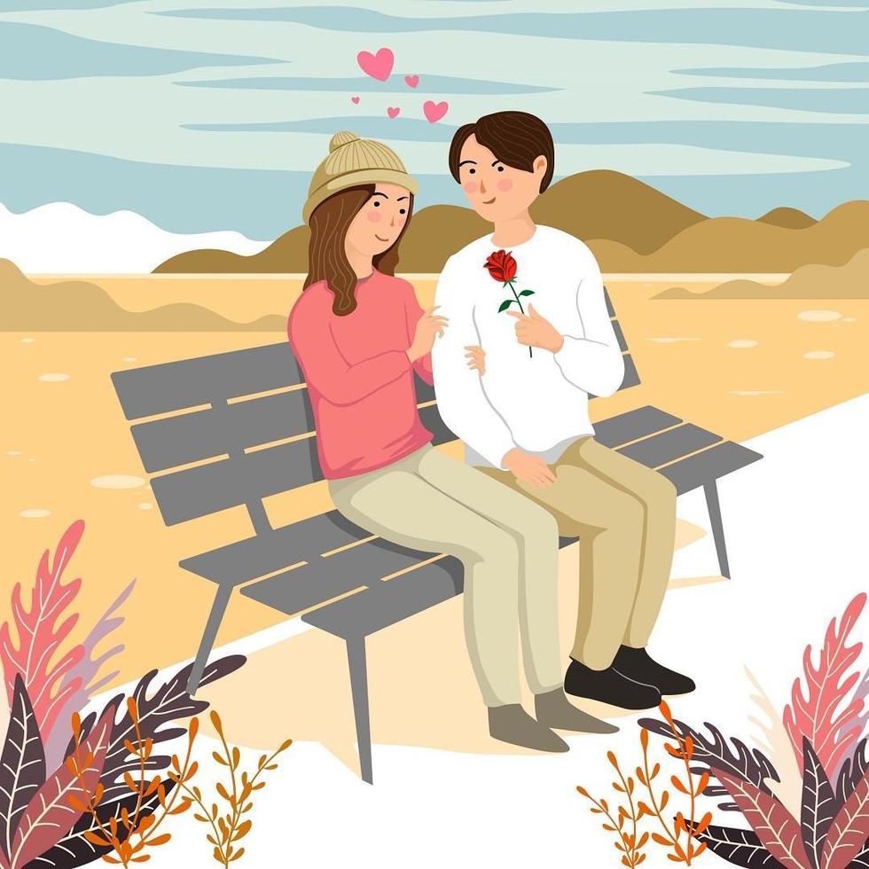 Valentine Date in Garden vector