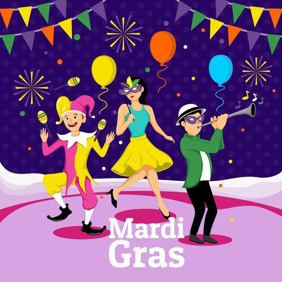 Mardi Gras Parade with Costume and Mask vector