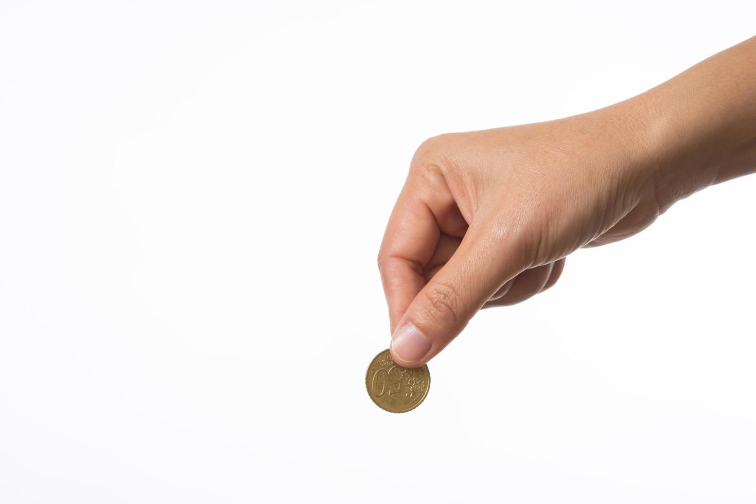 Woman's hand holding a coin photo