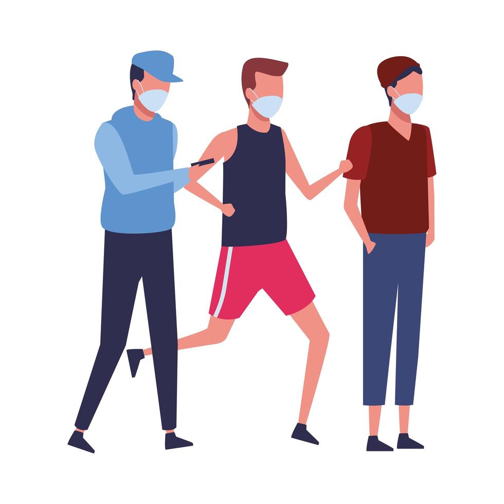 men using face masks for covid19 1980872 Vector Art at Vecteezy