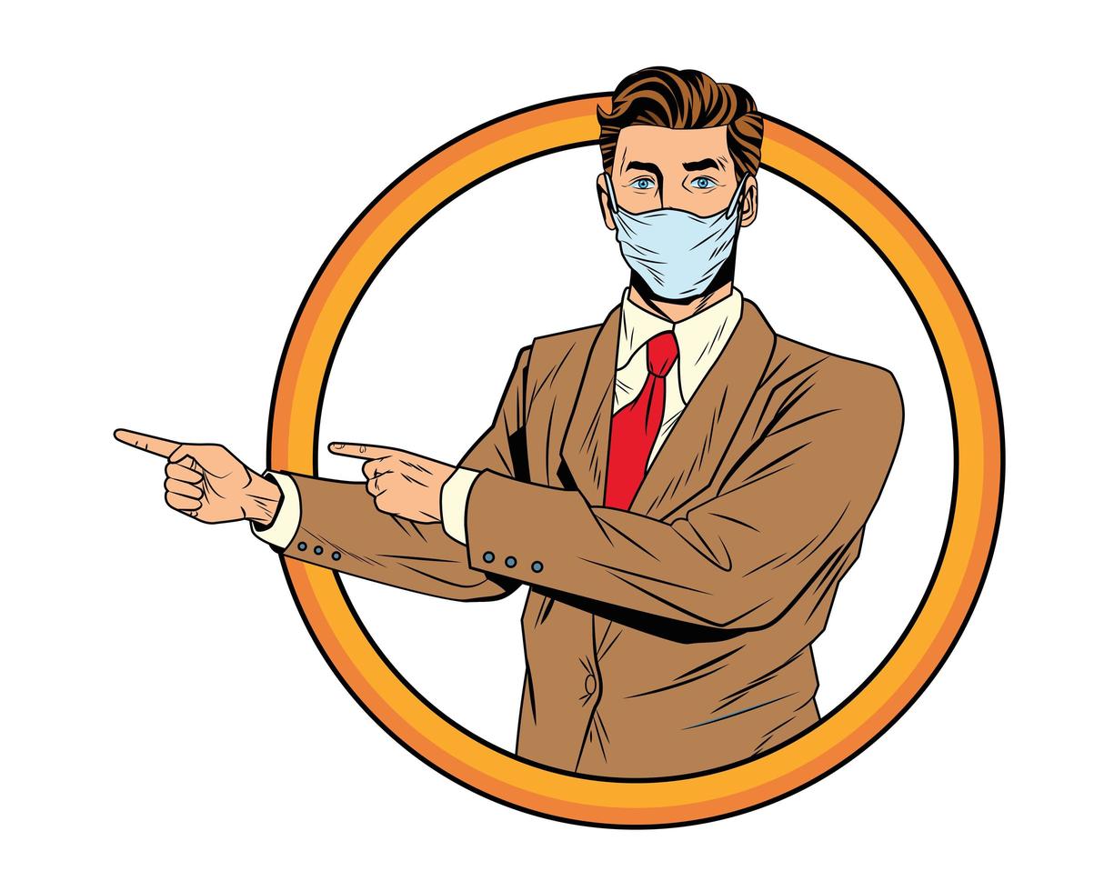 businessman using face mask for covid19 vector