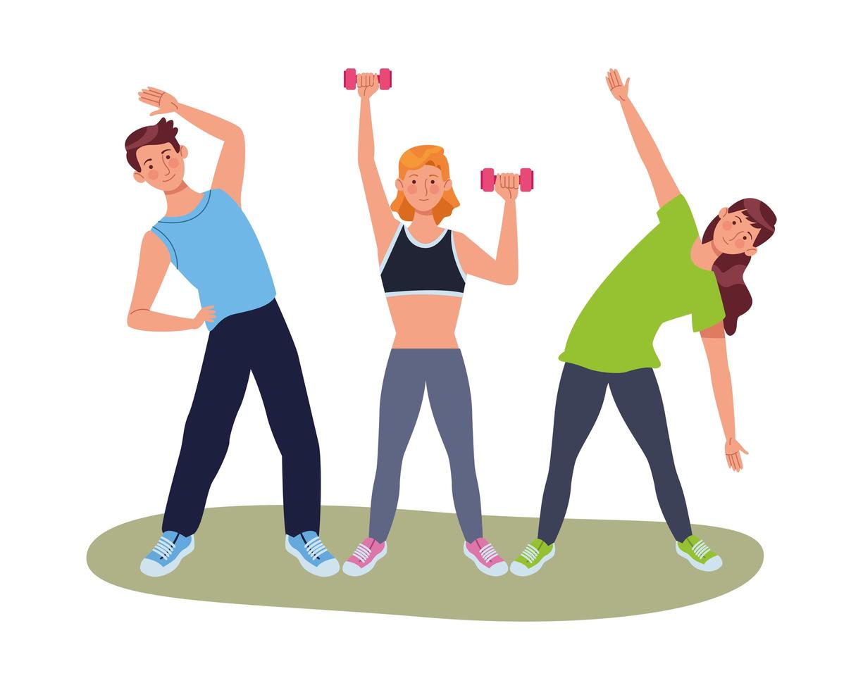 young athletes exercising together vector
