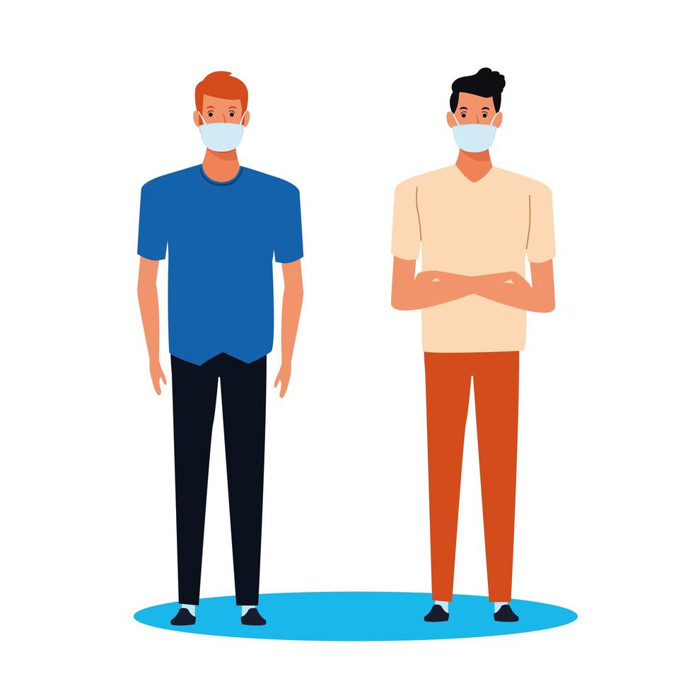 men using face mask for covid19 character vector