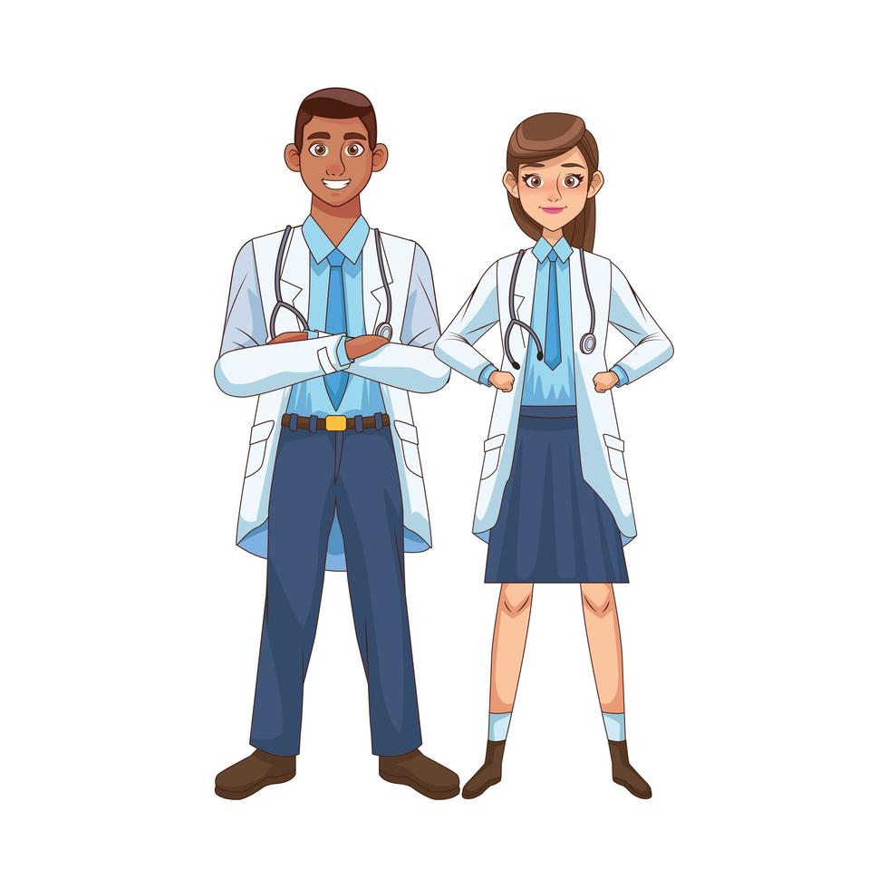 professional diverse doctor characters vector