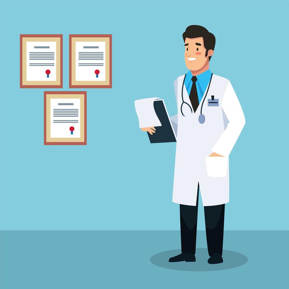 doctor with checklist character vector