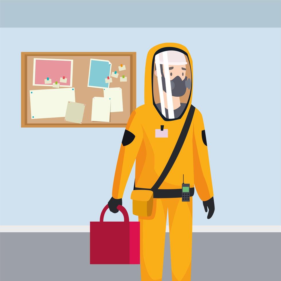 biohazard cleaning person with special suit character vector