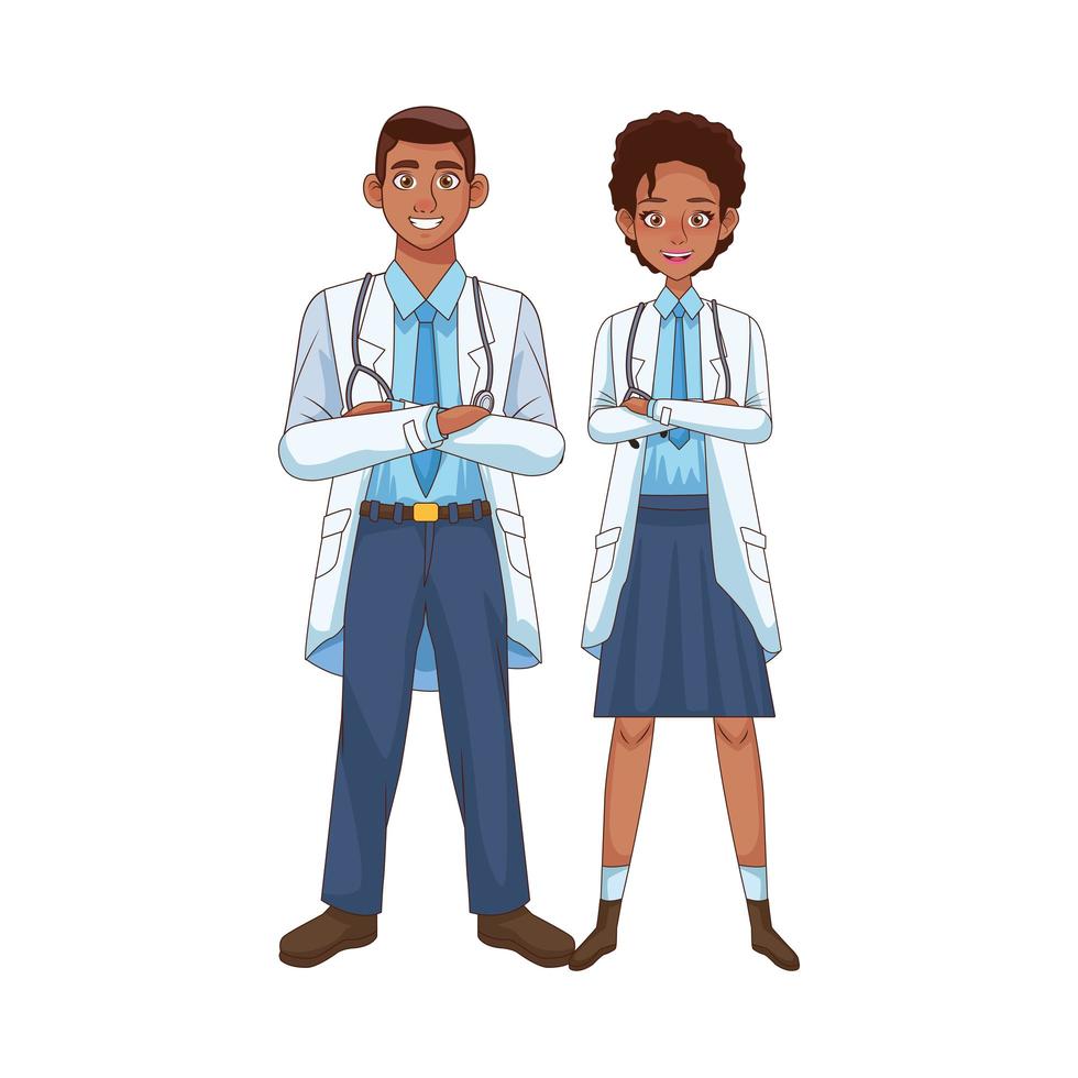 black doctor characters vector illustration