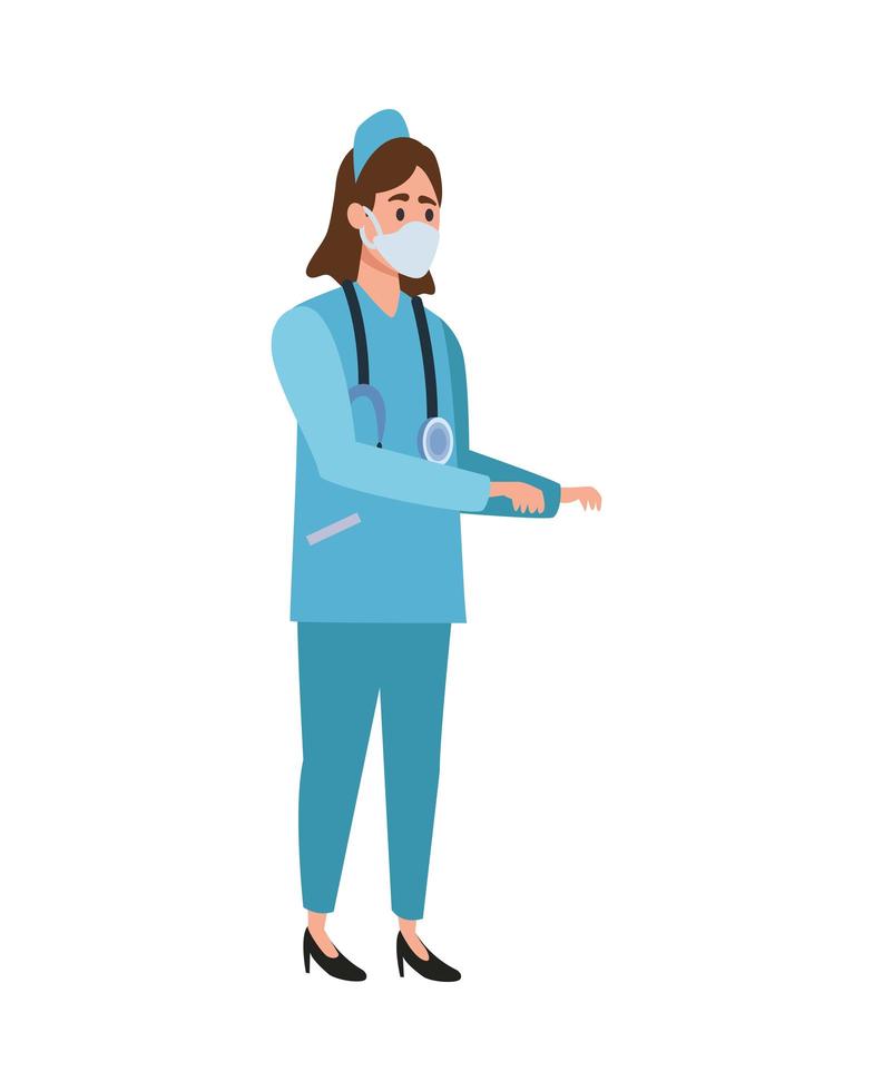 nurse with face mask character vector
