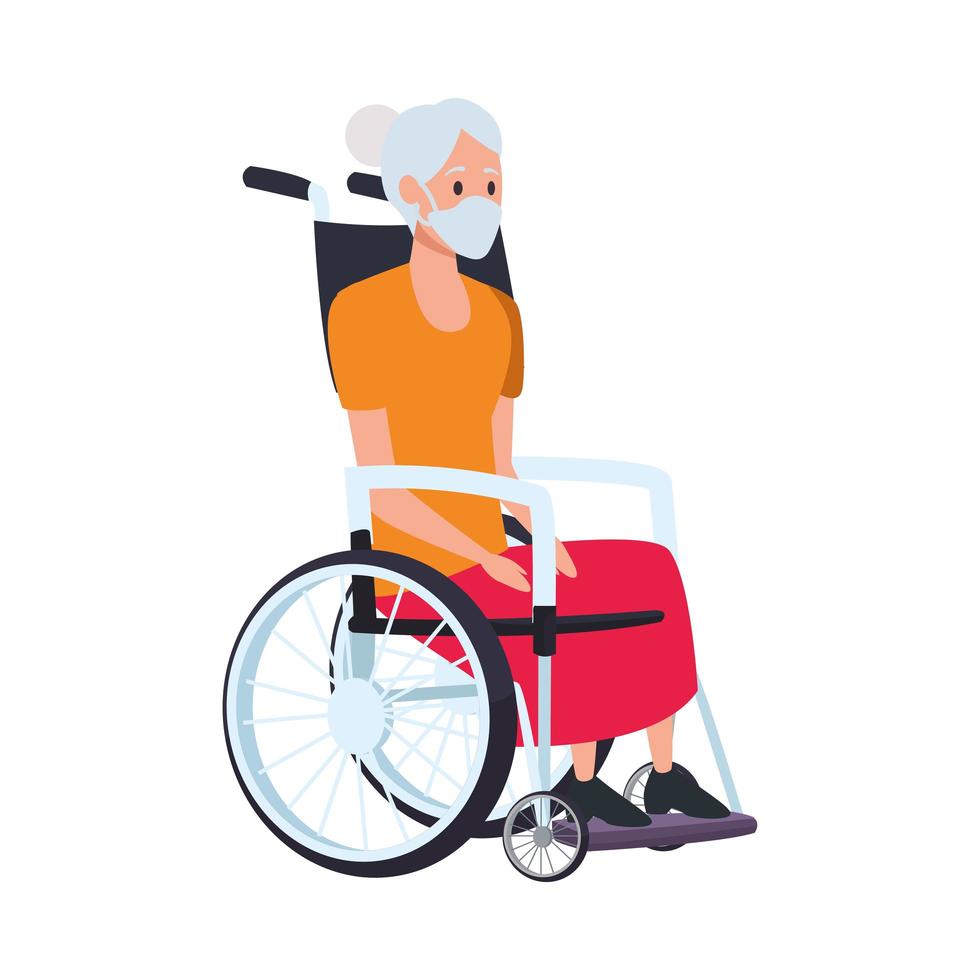 anciana en carácter de silla de ruedas vector