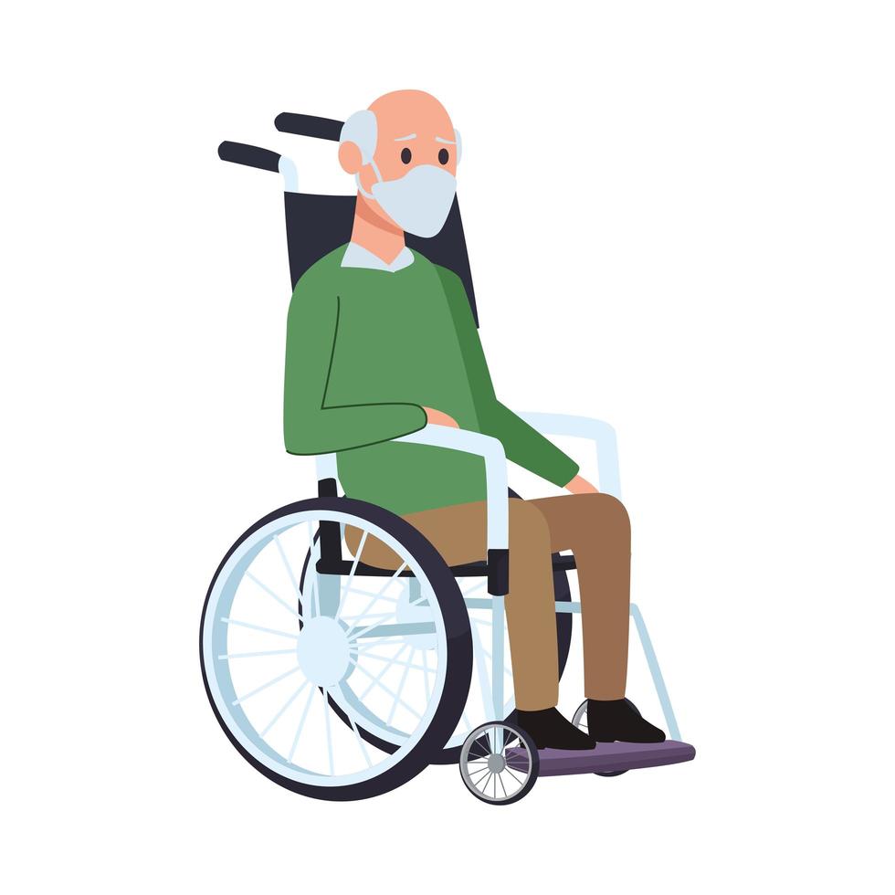 anciano en carácter de silla de ruedas vector