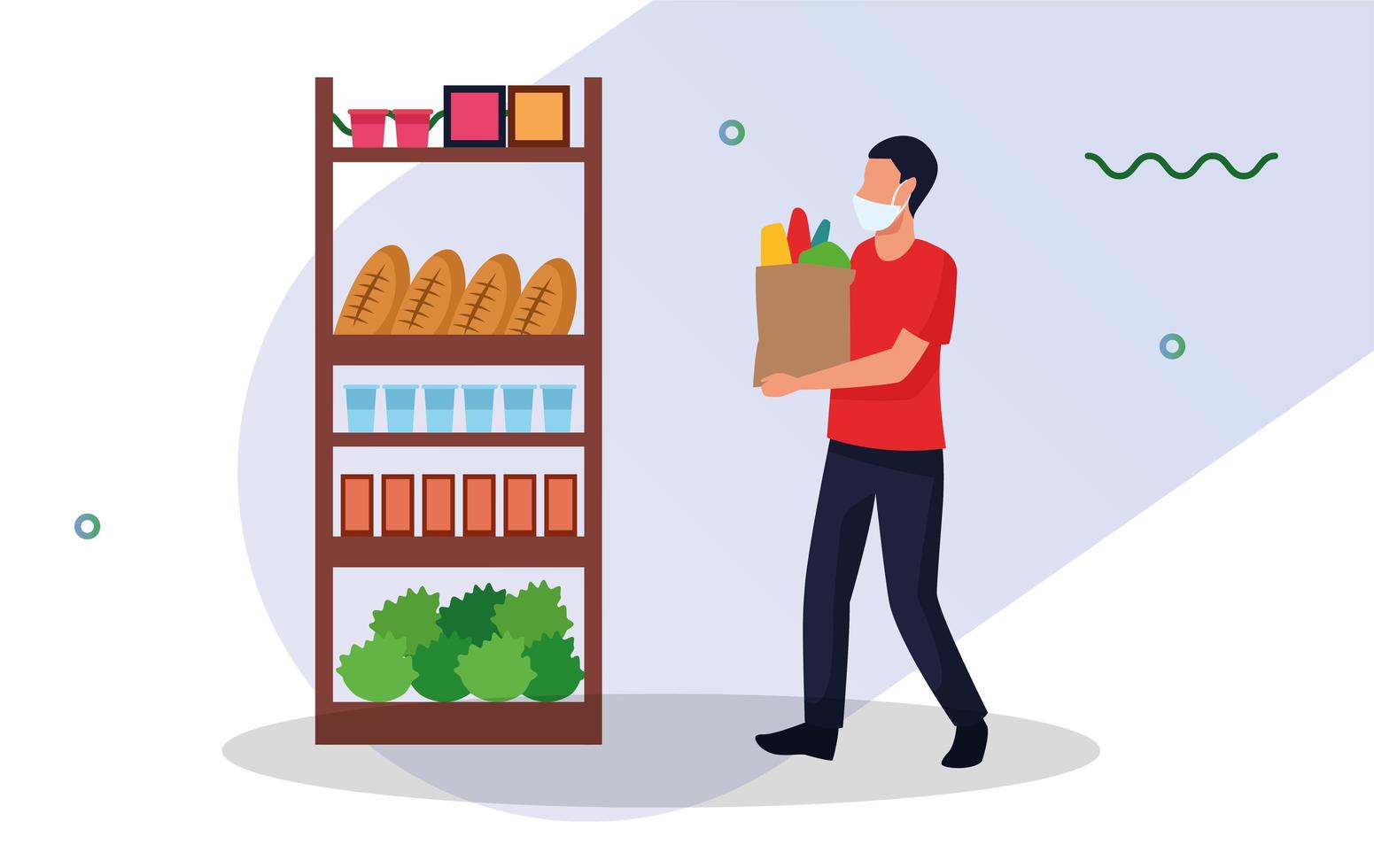 using face masks in supermarket vector