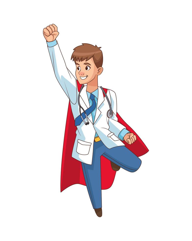 super doctor flying comic character vector