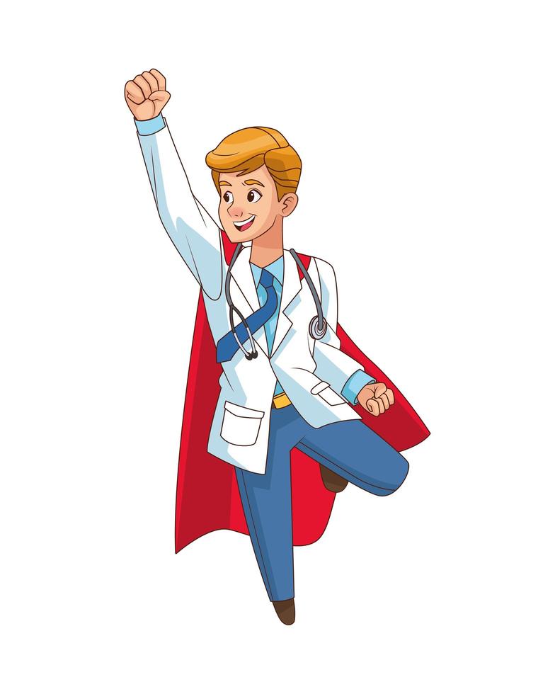 super doctor flying comic character vector
